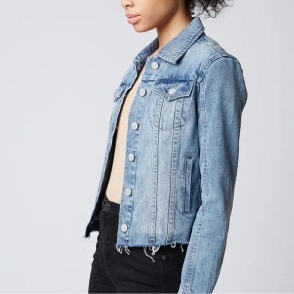 BlankNYC Blue Distressed Button Denim Jacket Coat l M - Picture 3 of 9